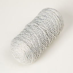 Шнур для вязания 100% полиэфир с люрексом 1 мм цилиндр, 7510г, 200м, 02-молочный+серебро - Softino фото 2