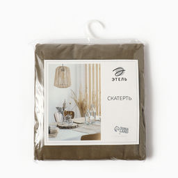 Скатерть «Этель» ECO, 136×250 см, 70% хлопок, 30% лён, 190 г/м², оливковая