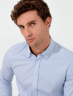 Синяя зауженная рубашка с длинным рукавом - Cacharel фото 2