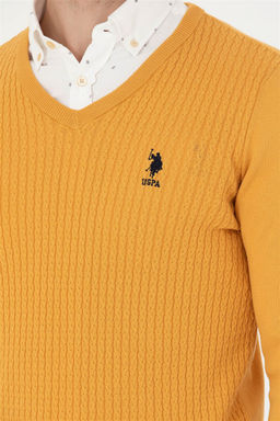 Мужской горчичный базовый свитер Неожиданная скидка в корзине - U.s. polo assn фото 7