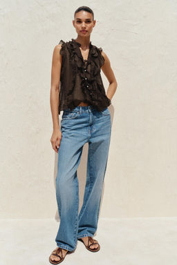 SEMI-SHEER RUFFLED TOP
