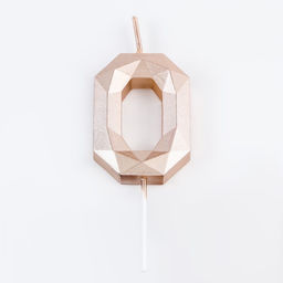 Свеча в торт на шпажке «Многогранник», цифра 0, 7 см, шампань