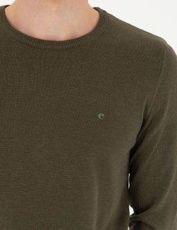 Базовый свитер приталенного кроя цвета хаки - Cacharel фото 7