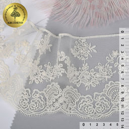 Кружево на жесткой сетке матовая нить арт.TBY.BL.40466 шир.130мм цв.01 молочный уп.2,5м