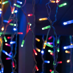 Гирлянда «Бахрома» 3×0.9 м, IP65, УМС, белая нить каучук, 144 LED, свечение мульти, 220 В