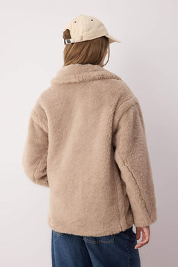 Vizon Kurklu Kruvaze Oversize K?sa Pelus Kaban TWOAW26KB00021 - Trendyolmilla фото 2