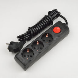 S-GCD3-7B BLACK Удлинитель серии Standart, шнур 7м., 3 гнезда, с/з. Черный. TM Uniel.