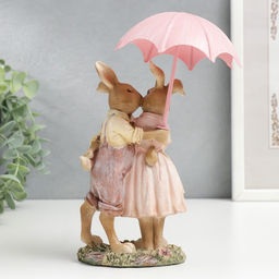 Фигурка полистоун Зайчики под зонтом: романтика, 19.5/16?5.5?9 см