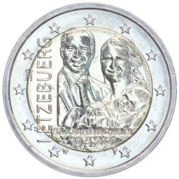 Монета 2 евро 2020 года Люксембург Рождение наследного Великого Герцога Чарльза