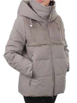 23-696 GRAY/BEIGE Куртка зимняя женская (холлоффайбер 150 гр., искусственная дубленка)