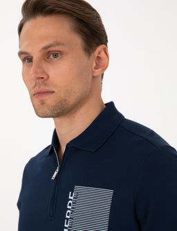 Lacivert Slim Fit Polo Yaka Ti__rt