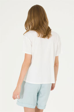 Женская футболка цвета экрю с круглым вырезом Неожиданная скидка в корзине - U.s. polo assn фото 5