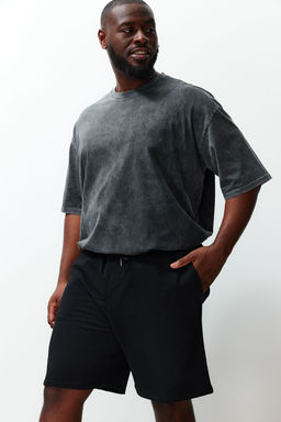 Buyuk Beden Siyah Regular/Normal Kesim Rahat %100 Pamuklu Basic Sort TMNSS24AP00001