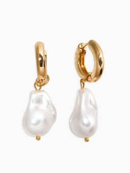 Цена за 2 шт. Серьги жемчуг "Барочный" галтовка, цвет белый в золоте