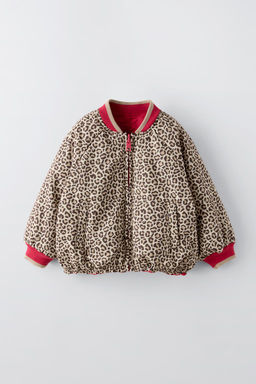 REVERSIBLE ANIMAL PRINT BOMBER JACKET