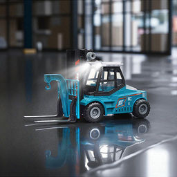 Машина "Вилочный погрузчик" с прицепом (свет, звук) в коробке