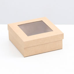 Цена за 5 шт. Коробка складная, крышка-дно, с окном, крафтовая, 12 х 12 х 5 см