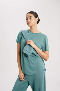 DeFactoFit Oversize-футболка премиум-класса для спортсменов с круглым вырезом и короткими рукавами