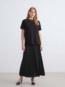 Beli Lastikli Pileli Etek