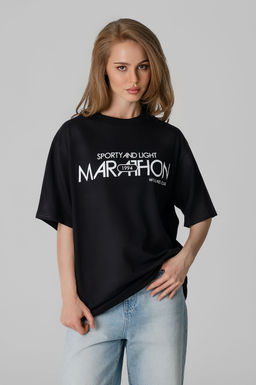 Арт. 3190 Футболка женская оверсайз 42-48 (4 шт) Цвет:черный - Калинка фото 15