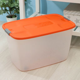 Контейнер для хранения с крышкой, 56 л, 60×40×36 см, на колёсиках, прямоугольный, МИКС