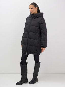 Куртка женская зимняя на резинке большого размера черного цвета 7619Ch - Visdeer фото 7