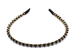 Ободок для волос с цирконом, цвет черный