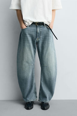 JEANS RELAXED BARREL FIT / Azul / Verde - Zara фото 6