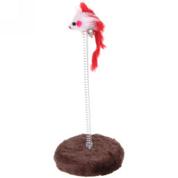 Цена за 2 шт. Игрушка для кошек на пружине "Поймай меня" 10*10*20см с бубенцом, коричневый