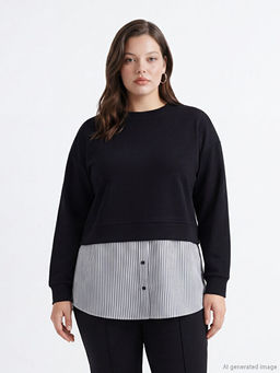 G?mlek Detayl? Kad?n Sweatshirt Tunik