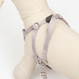 Комплект амуниции с мягкой шлейкой, поводок 120 х 1 см, ОГ 34-58 см, синяя клетка - Пижон фото 4