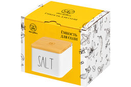 Емкость для хранения 1,5 л 14*11*11 см SALT с деревянной крышкой, белая - Elan gallery фото 12