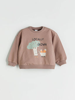 Bask?l? Erkek Bebek Sweatshirt ve E?ofman Alt 2li