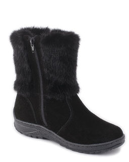 Унты женские на литой подошве. Черные., Черные. Замша. Короткие. Молния.