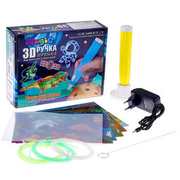 3D ручка с блоком питания, PCL пластик светиться в темноте, жёлтая - Simaland фото 3