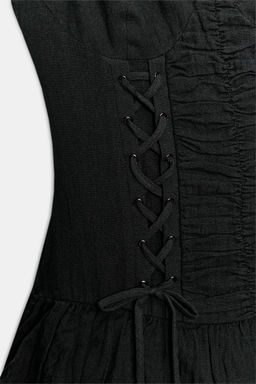 VESTIDO MINI VOLANTES CORDONES CRUZADOS / Negro - Zara фото 6