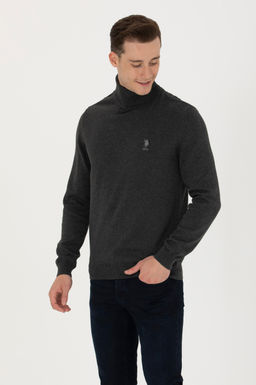 Свитер U.S. Polo Assn антрацитовый меланж из хлопка