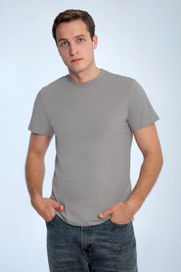 Арт. 61112/6 Футболка мужская однотонная 48-58 (6 шт) Цвет:серый