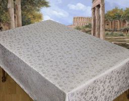 Скатерть арт. 13000/3/120, МАЛЕНЬКАЯ РОЗА, цвет ТЕМНЫЙ БЕЖ, тефлоновая скатерть, размеры 120 см х 160 см, КРАЙ - ПОДГИБКА И ПРОШИВКА