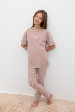 Crockid _ КБ 2817/кофейный,воздушные сердечки пижама для дев