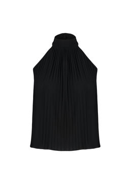 Siyah Pilise Halter Yaka Regular/Normal Kal?p Esnek Orme Bluz TWOSS24BZ00365 - Trendyolmilla фото 7