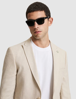 Bej Ex. Slim Fit Keten Kar___ml_ Ceket