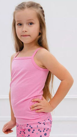 Майка д/д на бретелях х/б, цвет Розовый, кулирка 100%