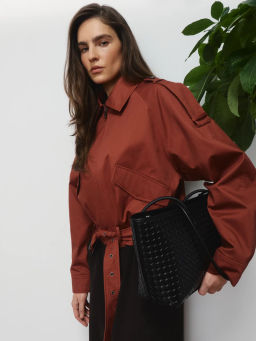 Хлопковая укороченная куртка с ремнем ZR2604102204-21 / Zarina