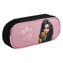 Пенал школьный Феникс+, арт.68329/ 24 БРЮНЕТКА С СОБАЧКОЙ (без наполнения, 22х8.5х4.7 см, полиэстер,