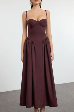 TRENDYOLMILLA Siyah A-Kesim Poplin Dokuma Midi S?k Elbise TPRSS24EL00294 фото 3