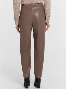 Кожаные брюки женские коричневые