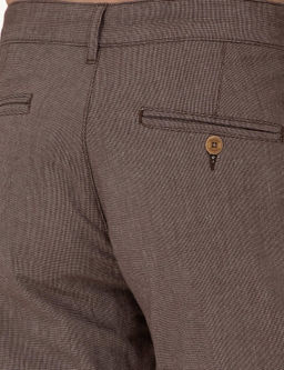 Kahverengi Slim Fit Pamuk Kar___ml_ Kanvas Pantolon