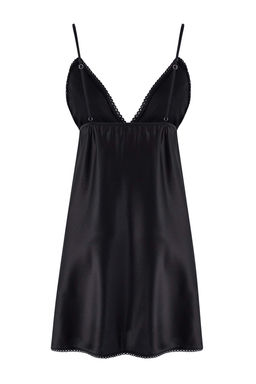 Siyah 4lu Ceyiz Set Saten Dokuma Gecelik+Sabahl?k+Pijama Tak?m? THMAW26PT00210 - Trendyolmilla фото 11