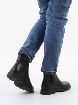 01-M43-12 BLACK Ботинки демисезонные женские (натуральная кожа, байка)